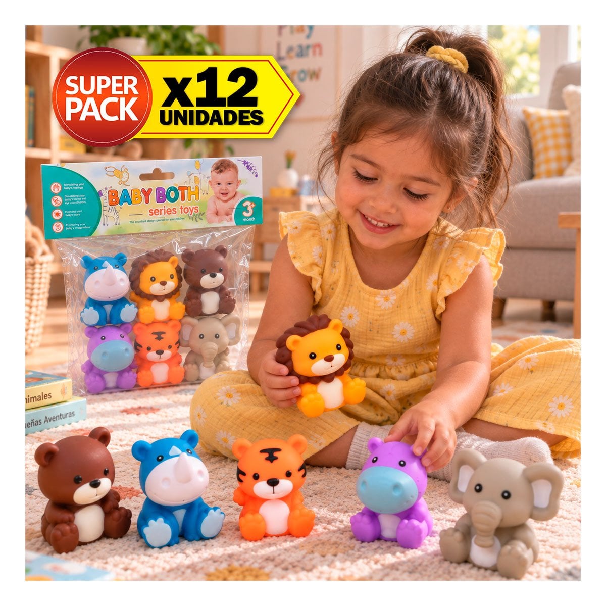 PACK12 PACK DE JUGUETE CON CRIATURAS SALVAJES DE 6 FIGURAS CHIRRIADOR PARA NINO YPAPEL REGALO - 1