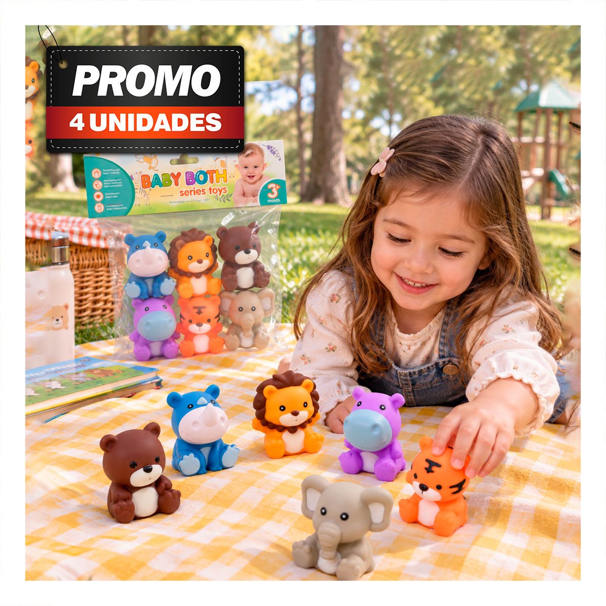 PACK4 COLECCION BOLSA CON ANIMALITOS DE SELVA CON 6 UNIDADES CHIRRIADORAS EN MULTICOLORES - 1