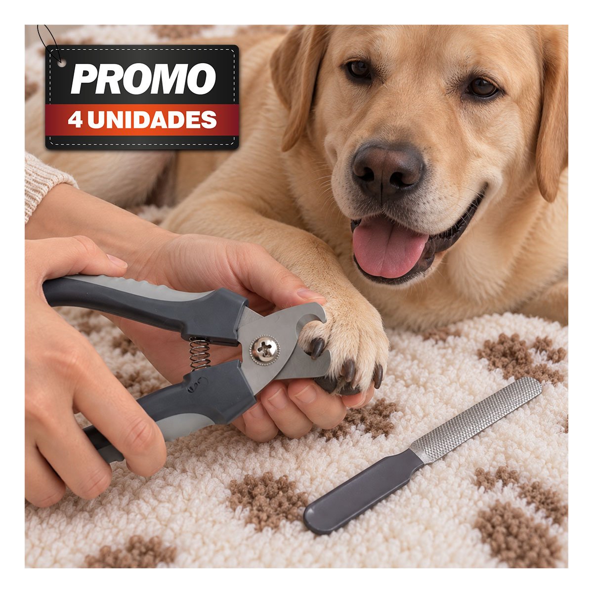 PACK4 CORTADOR UÑA PARA MASCOTAS CON LIMA INTEGRADA GRANDE PLOMO - 1