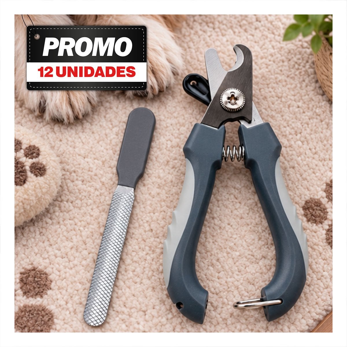 PACK12 CORTADOR CON LIMA GRANDE PLOMO PARA MASCOTAS Y CUIDADO DE UÑAS - 1