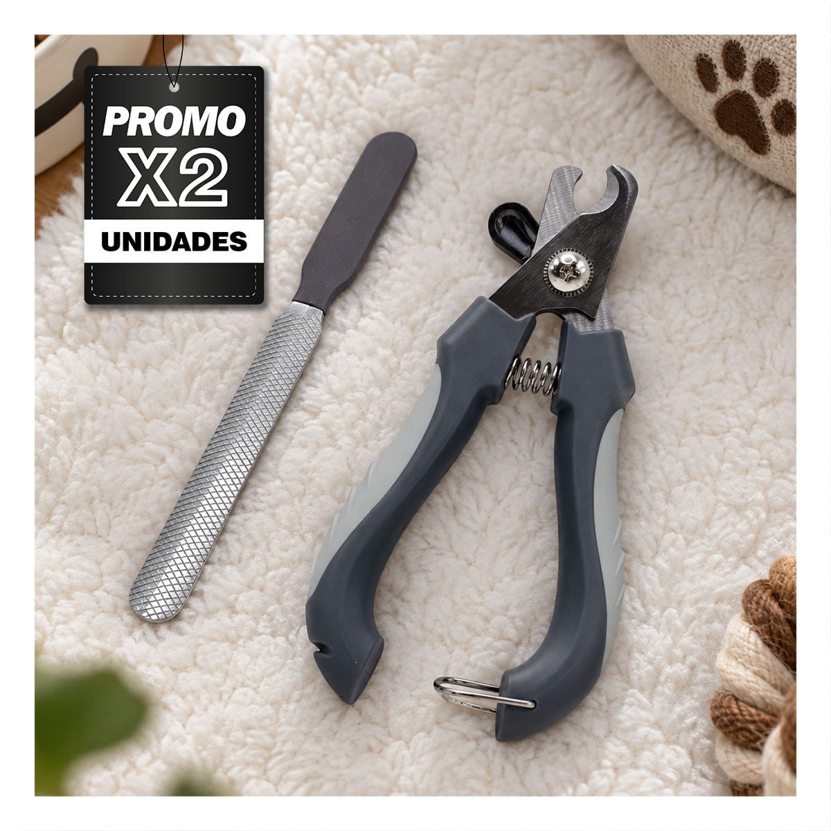 PACK2 CORTADOR GRANDE PLOMO PARA UÑAS DE MASCOTAS CON ACCESORIO DE LIMA - 1
