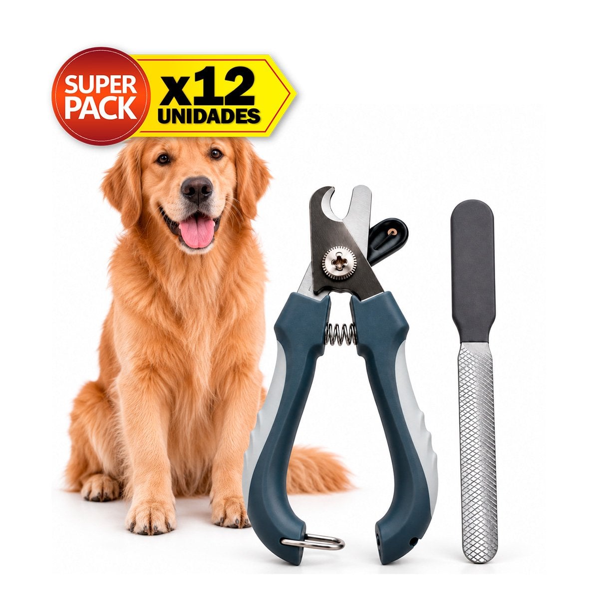 PACK12 ALICATE CORTA UÑA PARA MASCOTAS GRANDE PLOMO CON DISEÑO COMODO YPAPEL REGALO - 1