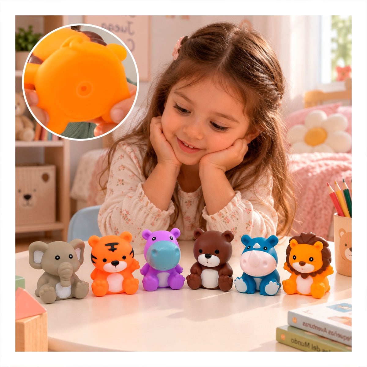 PACK6 COLECCION DE CRIATURAS SALVAJES CON 6 JUGUETES CHIRRIANTES PARA LOS NINOS YPAPEL REGALO - 3