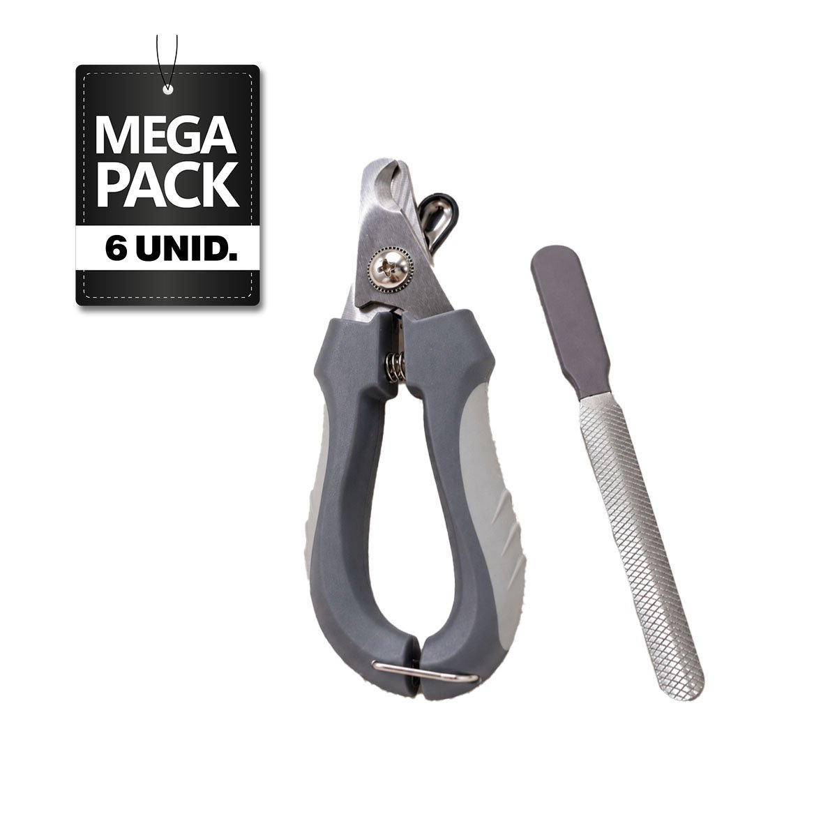 PACK6 CORTADOR DE MASCOTAS GRANDE PLOMO CON ALICATE PARA UÑAS Y LIMA - 1