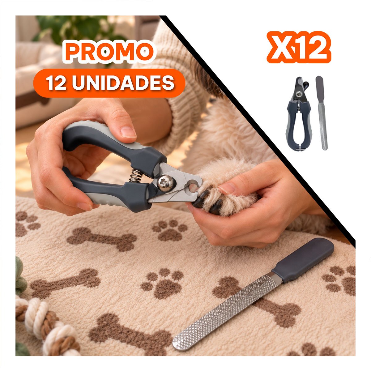 PACK12 TENAZA CORTA UÑA GRANDE PLOMO PARA MASCOTAS CON CORTE PRECISO Y LIMA YREGALO STICKER - 1