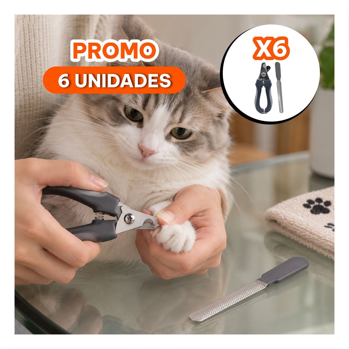 PACK6 CORTA UÑA PLOMO GRANDE CON HERRAMIENTA DE CORTE Y LIMA PARA MASCOTAS YREGALO STICKER - 1
