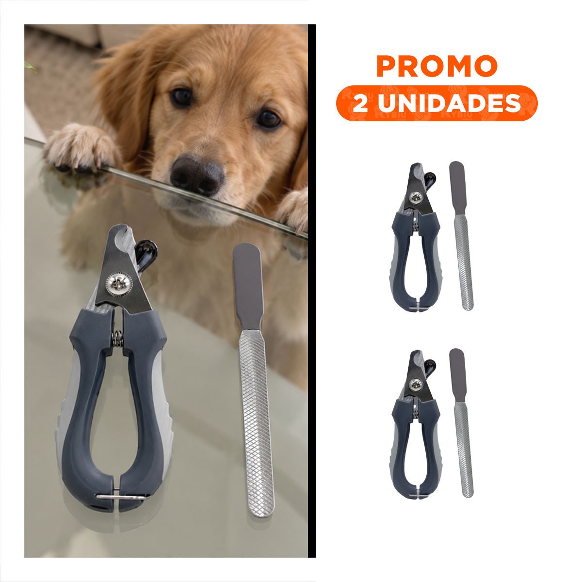 PACK2 CORTA UÑA CON DISEÑO FUNCIONAL GRANDE PLOMO PARA CUIDADO DE MASCOTAS YREGALO STICKER - 1
