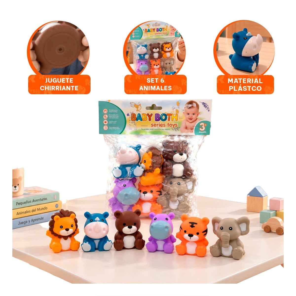 PACK4 SET DE JUGUETES CON ANIMALES SILVESTRES 6 PIEZAS SONORAS PARA NINOS YPAPEL REGALO - 2
