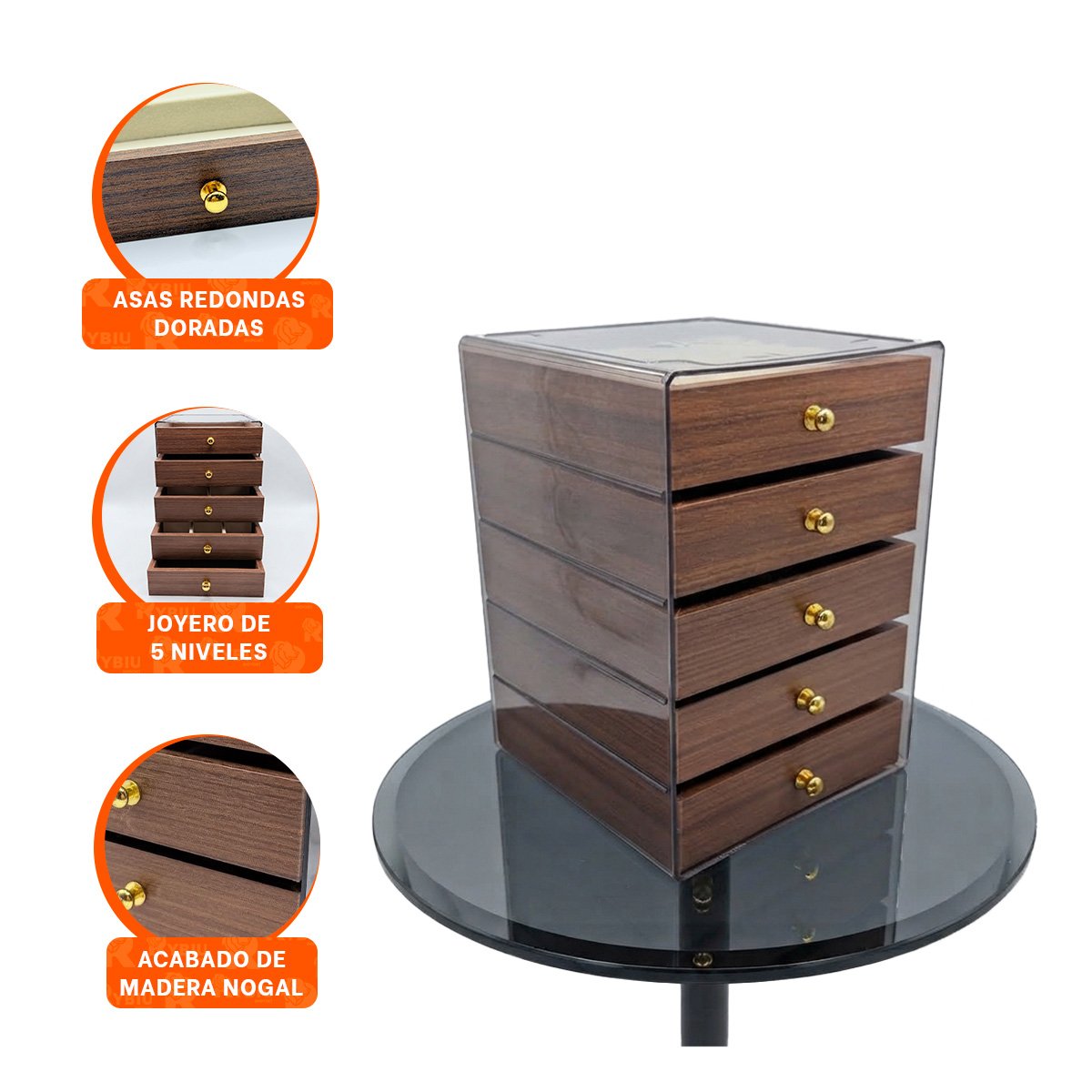 PACK6 CAJA PARA ACCESORIOS CON DIVISIONES 13X15X18.5CM MARRON YPAPEL REGALO - 2