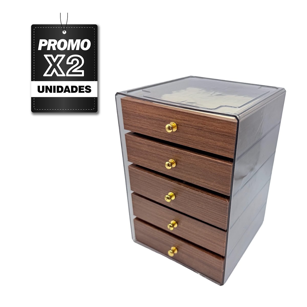 PACK2 ORGANIZADOR DE JOYAS EN MADERA 13X15X18.5CM MARRON - 1