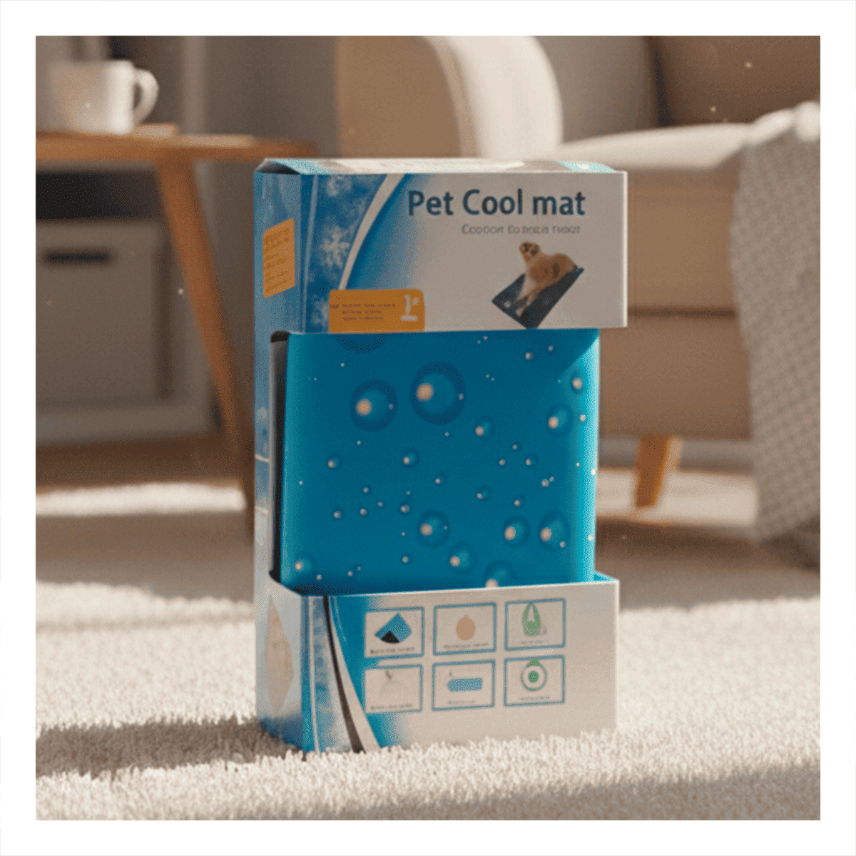 ALFOMBRA DE USO INTERIOR PARA GATO ESTILO BURBUJAS 81X96CM XL CELESTE YREGALO STICKER - 3