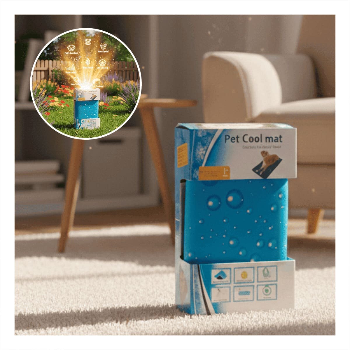 ALFOMBRA DE USO INTERIOR PARA GATO ESTILO BURBUJAS 81X96CM XL CELESTE YREGALO STICKER - 5