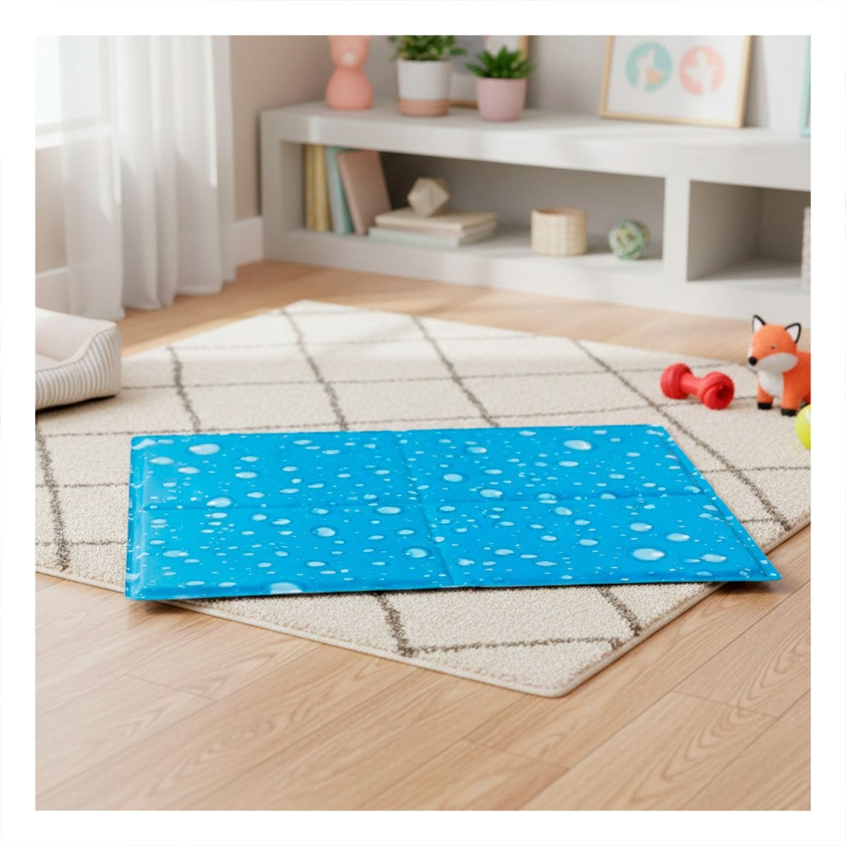 PACK6 COLCHONETA PARA HOGAR CON MASCOTAS ESTILO BURBUJAS 40X60CM M CELESTE YREGALO STICKER - 2