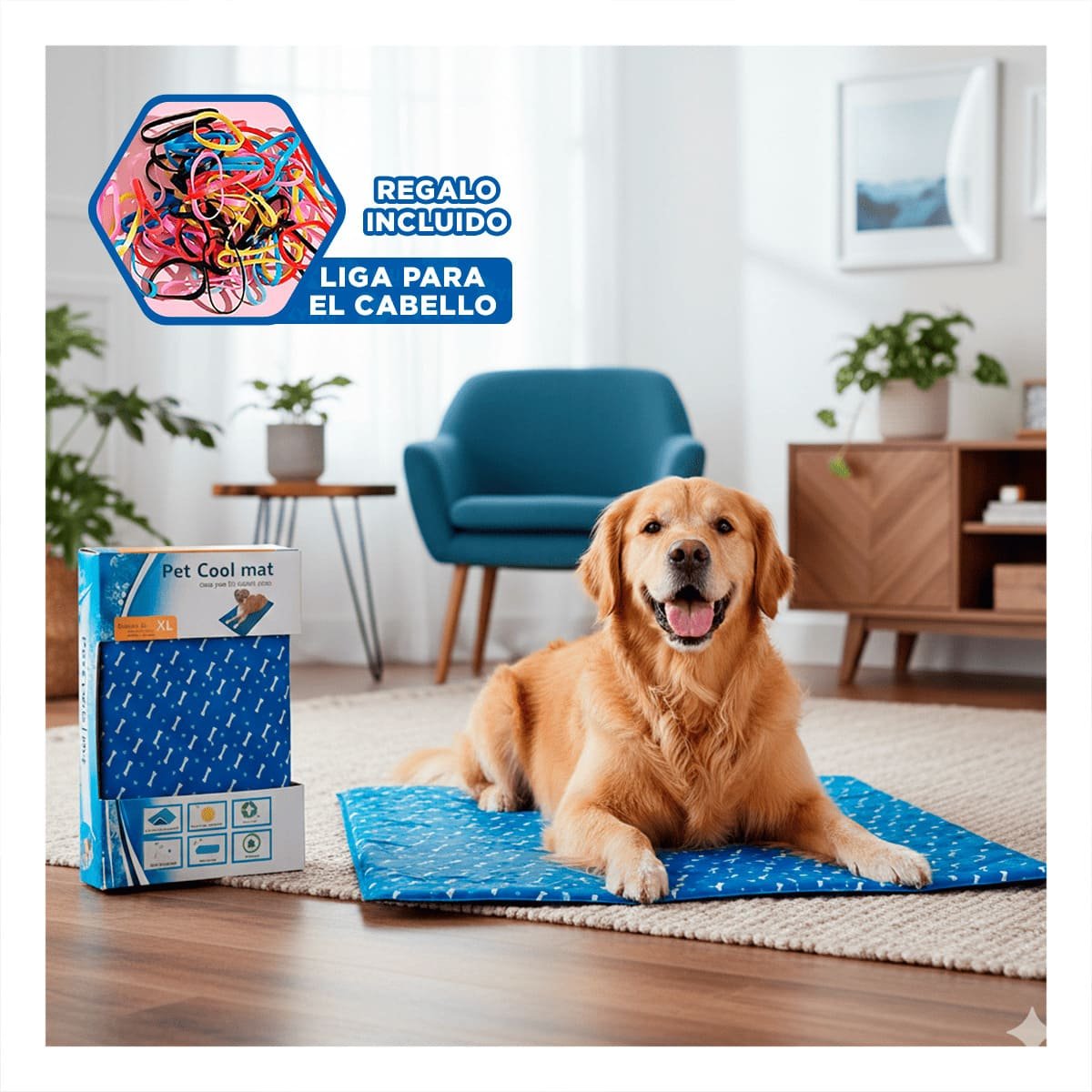 TAPIZ QUE AYUDA A REGULAR LA TEMPERATURA DISENO HUESITOS 81X96CM XL AZUL YLIGAS REGALO - 2