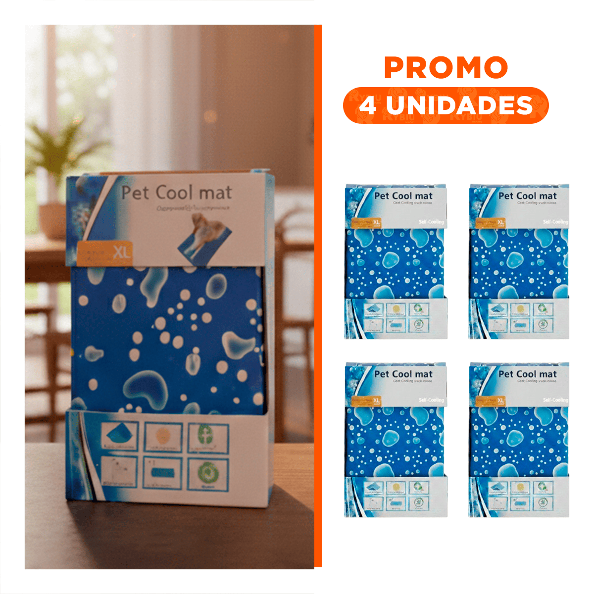 PACK4 CAMA CONFORTABLE PARA MASCOTAS ESTAMPADO BURBUJAS 81X96CM XL AZUL - 1