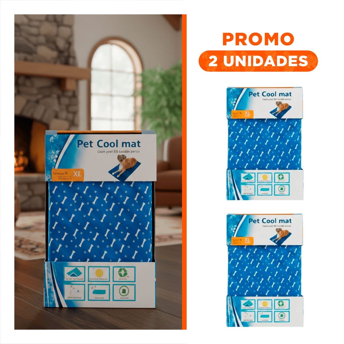PACK2 COLCHONETA PARA INTERIOR DEL HOGAR ESTILO HUESITOS 81X96CM XL AZUL YREGALO STICKER - 1