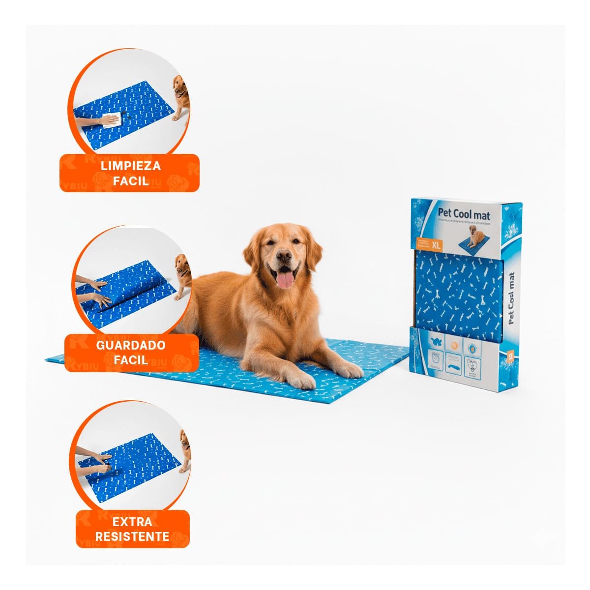 TAPIZ RESISTENTE PARA ZONA DE DESCANSO ESTAMPADO HUESITOS 81X96CM XL AZUL YSTICKY - 5