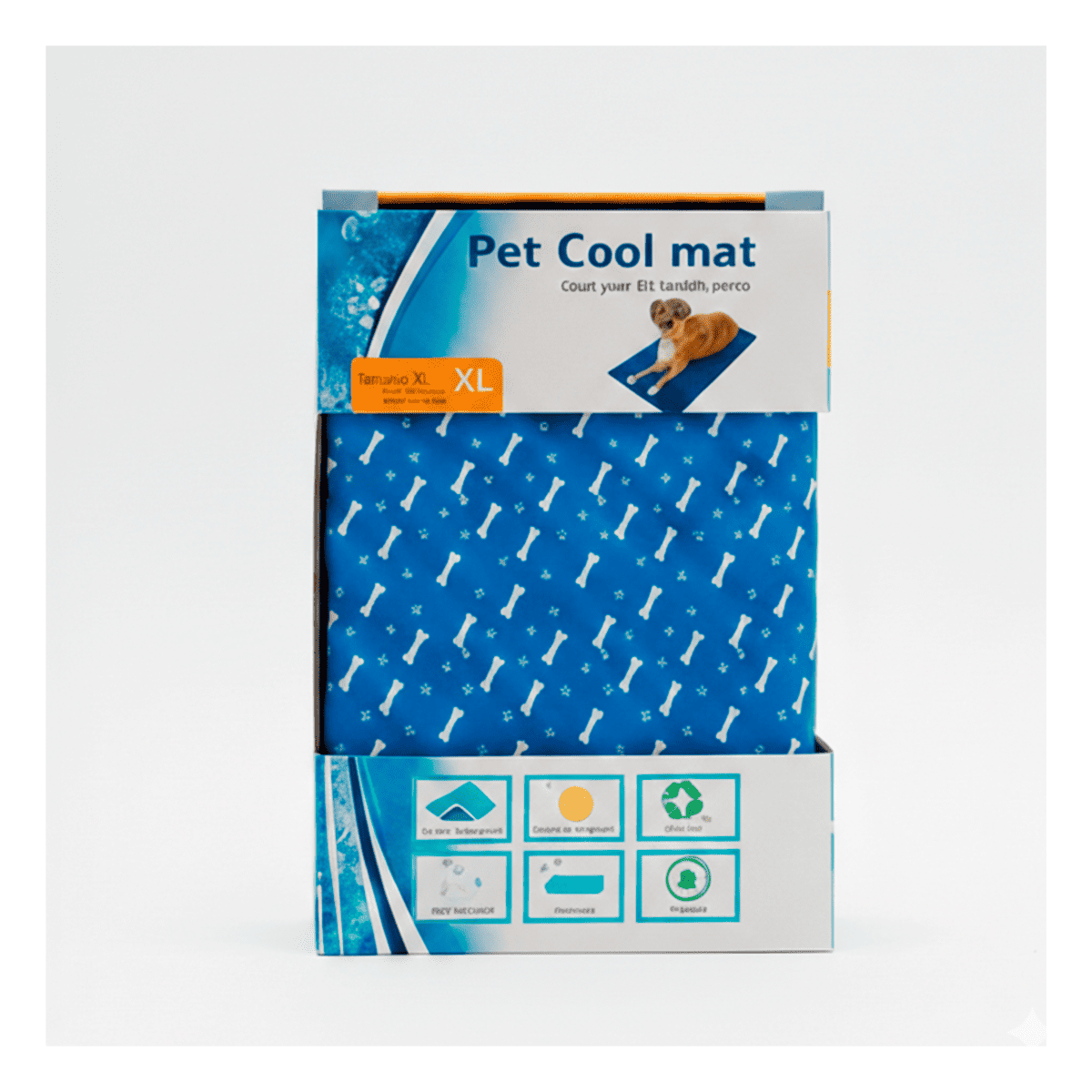 TAPIZ ESPACIOSO PARA PERRO MEDIANO PATRON HUESITOS 81X96CM XL AZUL YPAPEL REGALO - 5