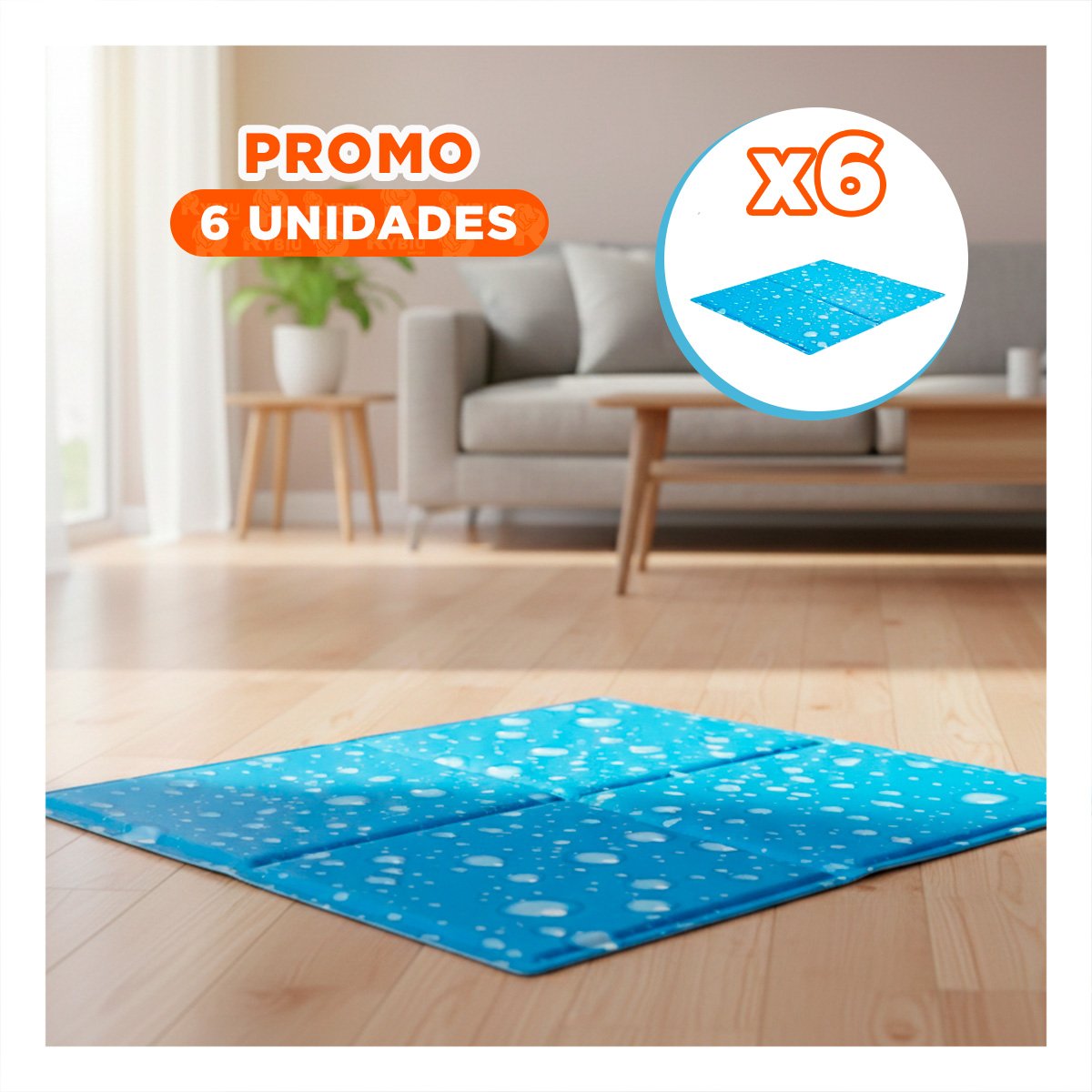 PACK6 COLCHONETA TEXTURIZADA ESTILO BURBUJA ESTILO BURBUJAS 40X60CM M CELESTE - 1