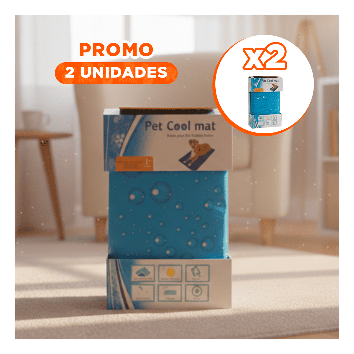 PACK2 TAPIZ ESPACIOSO PARA PERRO MEDIANO PATRON BURBUJAS 81X96CM XL CELESTE YPAPEL REGALO - 1