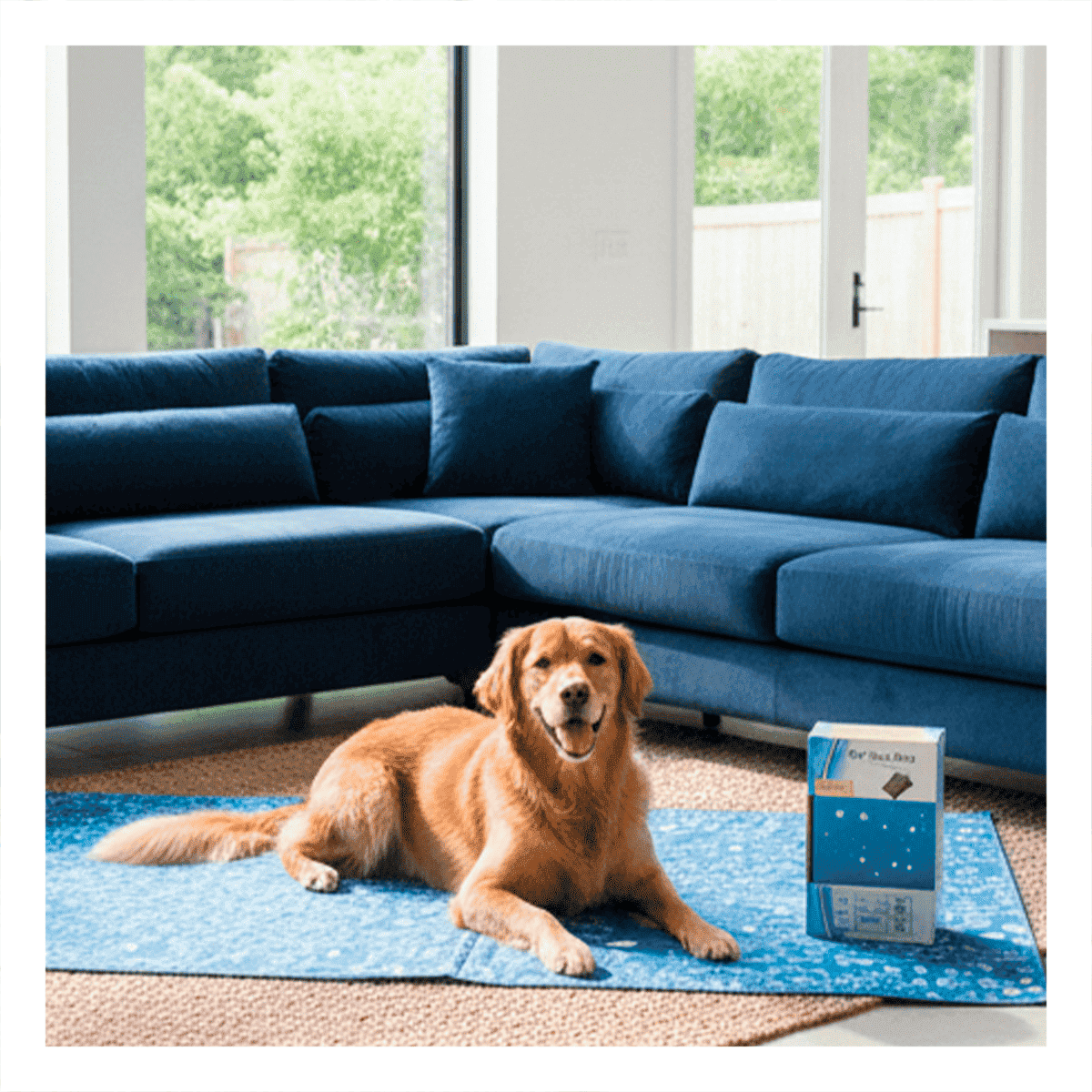 PACK2 TAPIZ ESPACIOSO PARA PERRO MEDIANO PATRON BURBUJAS 81X96CM XL CELESTE YPAPEL REGALO - 2