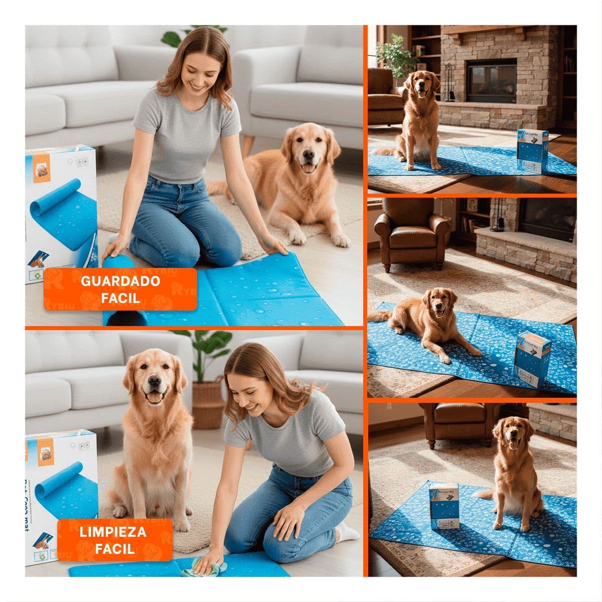 PACK2 TAPIZ ESPACIOSO PARA PERRO MEDIANO PATRON BURBUJAS 81X96CM XL CELESTE YPAPEL REGALO - 3