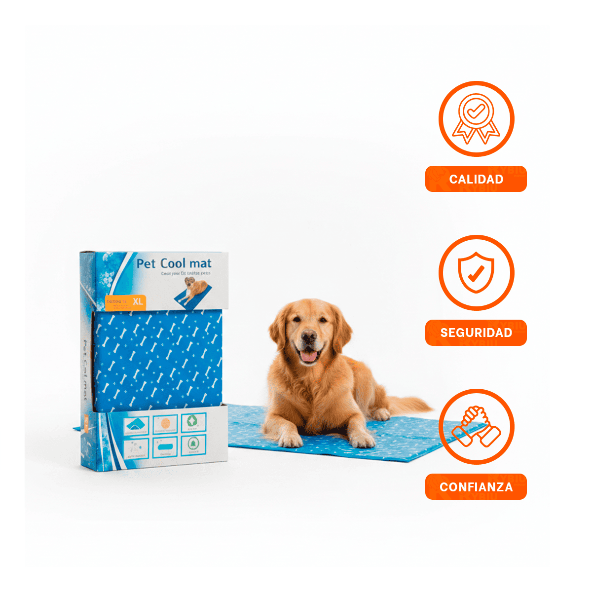 PACK4 COLCHONETA PARA MASCOTAS ACTIVAS CON ESTAMPADO HUESITOS 81X96CM XL AZUL YPAPEL REGALO - 3