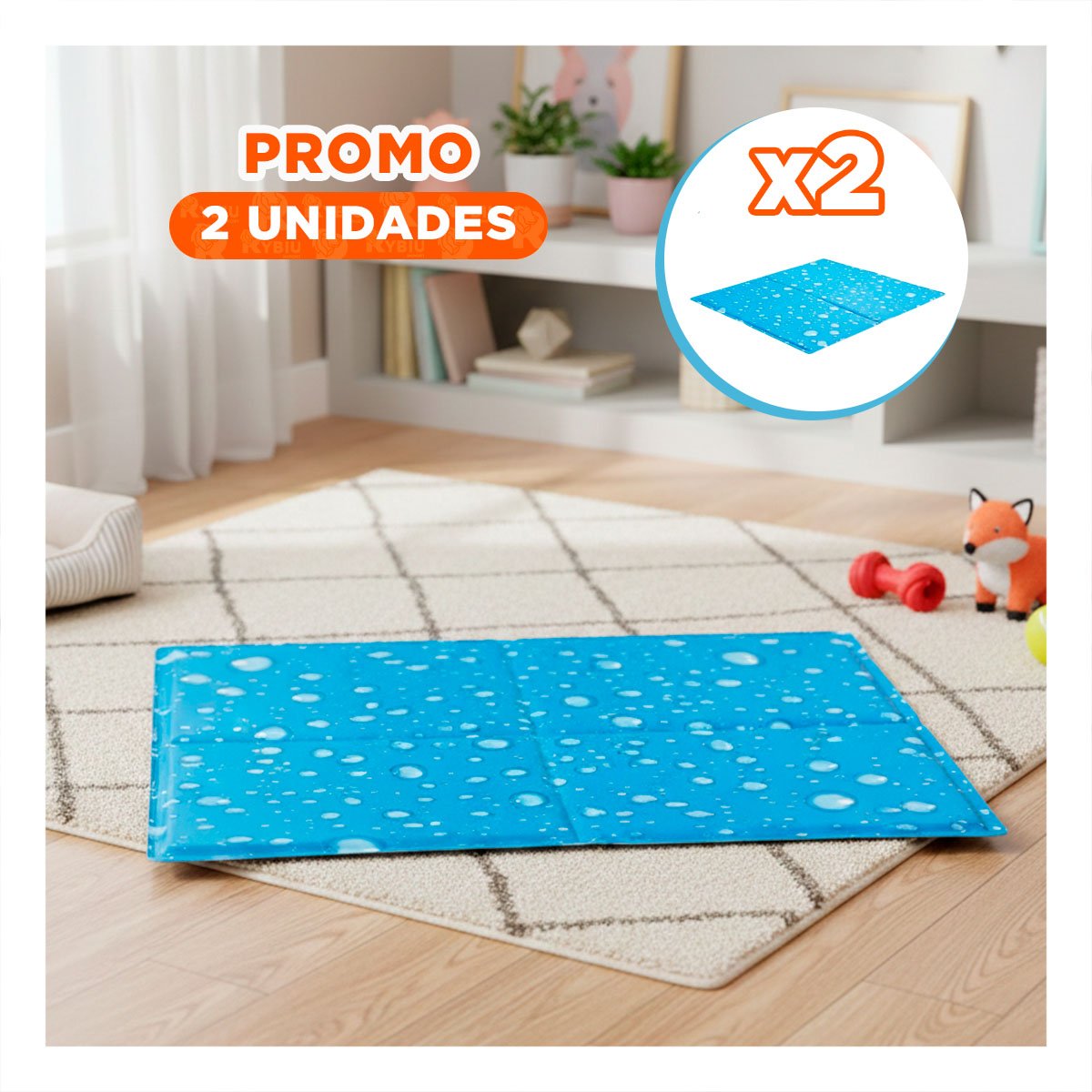 PACK2 BASE CON NUCLEO DE GEL DISIPADOR DE CALOR ESTILO BURBUJAS 40X60CM M CELESTE - 1
