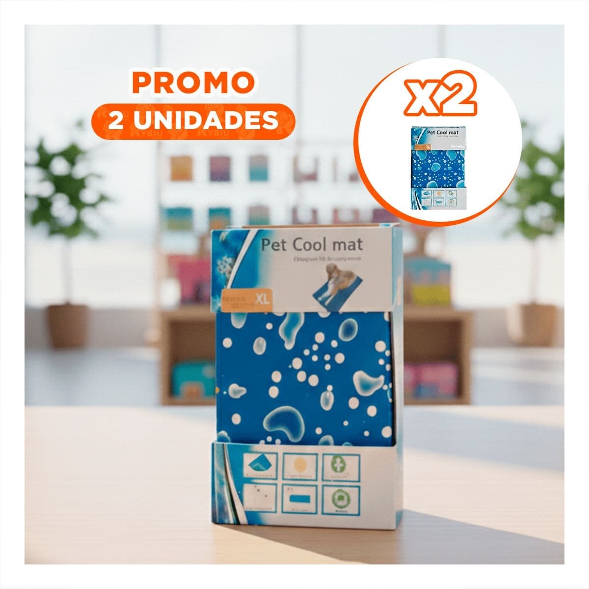 PACK2 CAMA ESPACIOSA PARA PERRO GRANDE PATRON BURBUJAS 81X96CM XL AZUL - 1