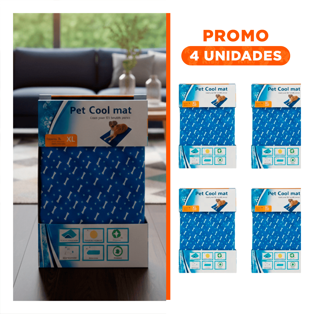 PACK4 COLCHONETA QUE AYUDA A DISIPAR EL CALOR DISENO HUESITOS 81X96CM XL AZUL - 1