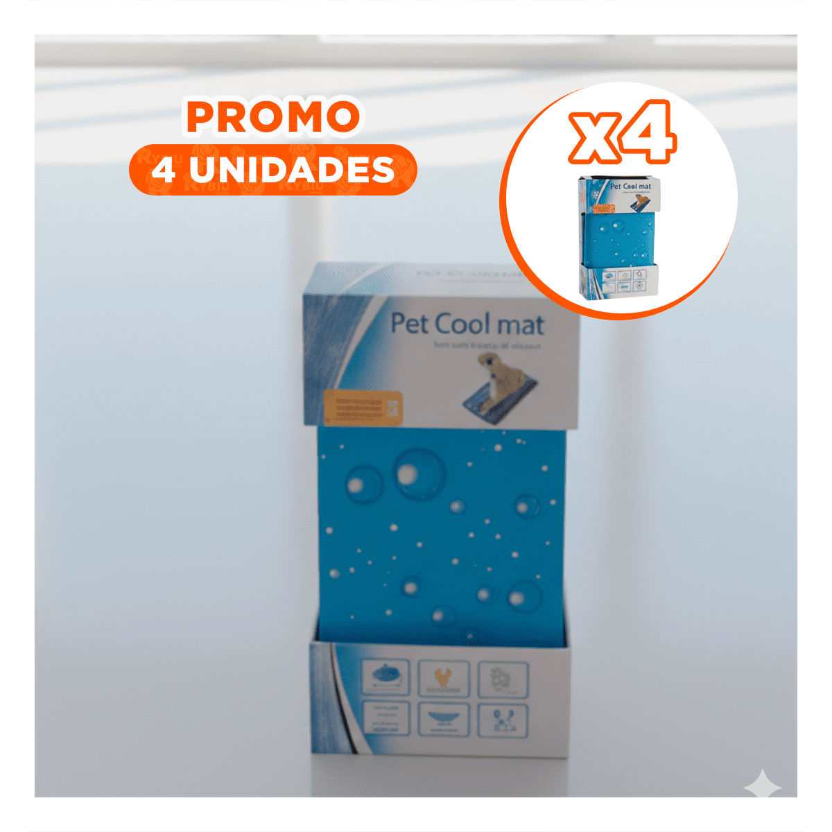 PACK4 CAMA CON GEL REFRESCANTE INTEGRADO ESTAMPADO BURBUJAS 81X96CM XL CELESTE YREGALO STICKER - 1