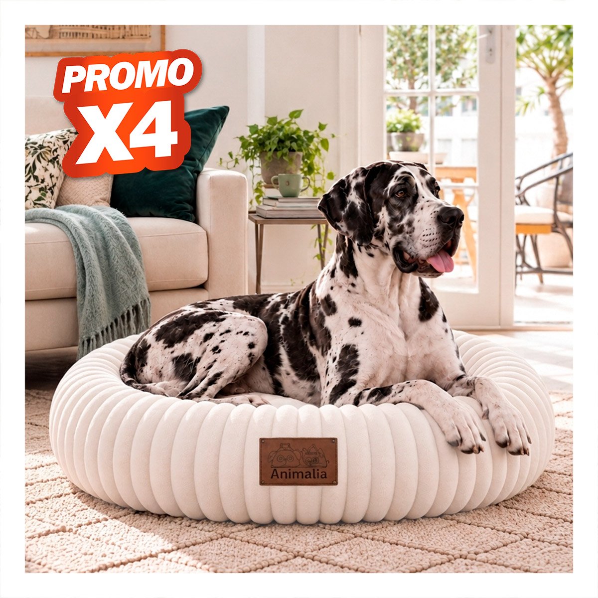 PACK4 ASIENTO REDONDO DONA EN RAYAS CREMA PARA MASCOTAS CON USO COMODO Y SUAVE YPAPEL REGALO - 1