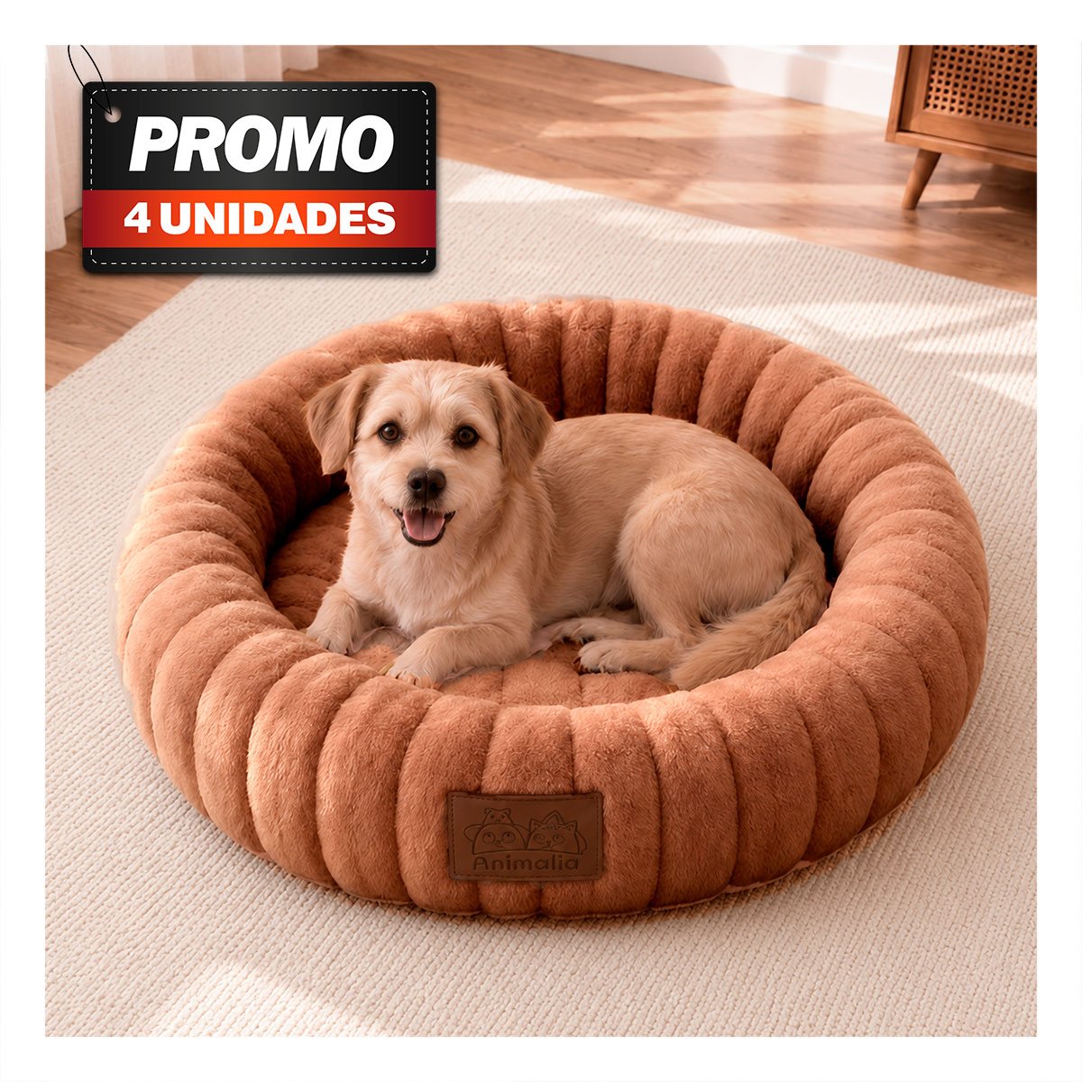 PACK4 COLCHON DONA A RAYAS PARA MASCOTAS Y PERROS SUAVE Y COMODO PARA EL USO MARRON - 1