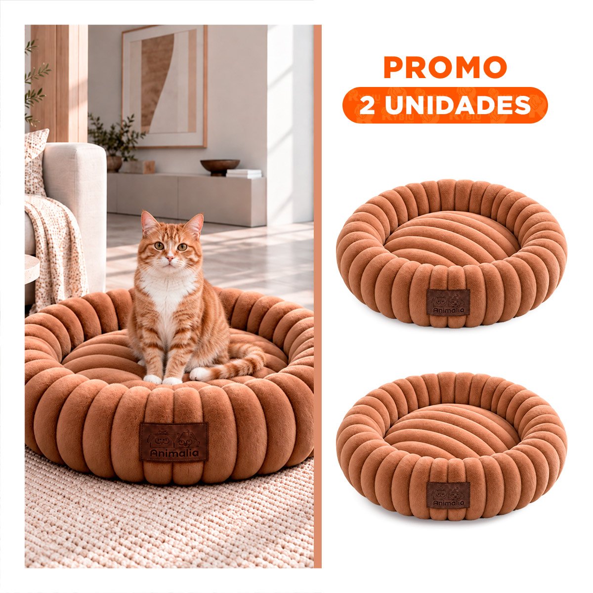 PACK2 COJIN DONA A RAYAS PARA MASCOTAS Y PERROS PARA UN USO DE CASA MARRON YREGALO STICKER - 1