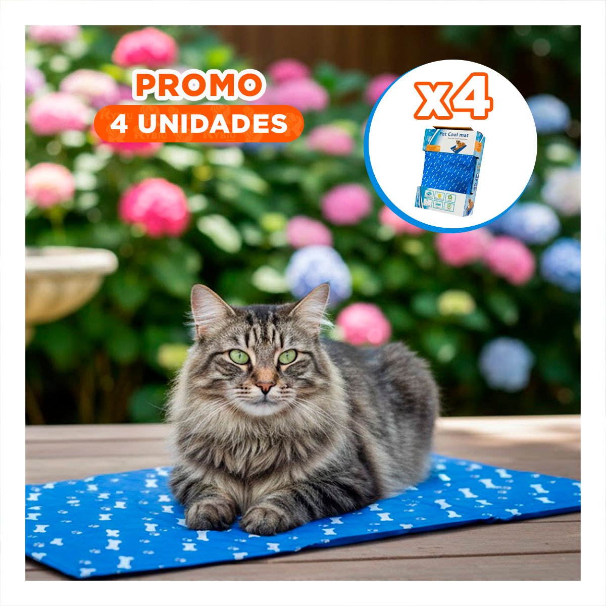 PACK4 COLCHONETA FUNCIONAL PARA HOGAR PATRON HUESITOS 50X65CM MD AZUL YPAPEL REGALO - 1