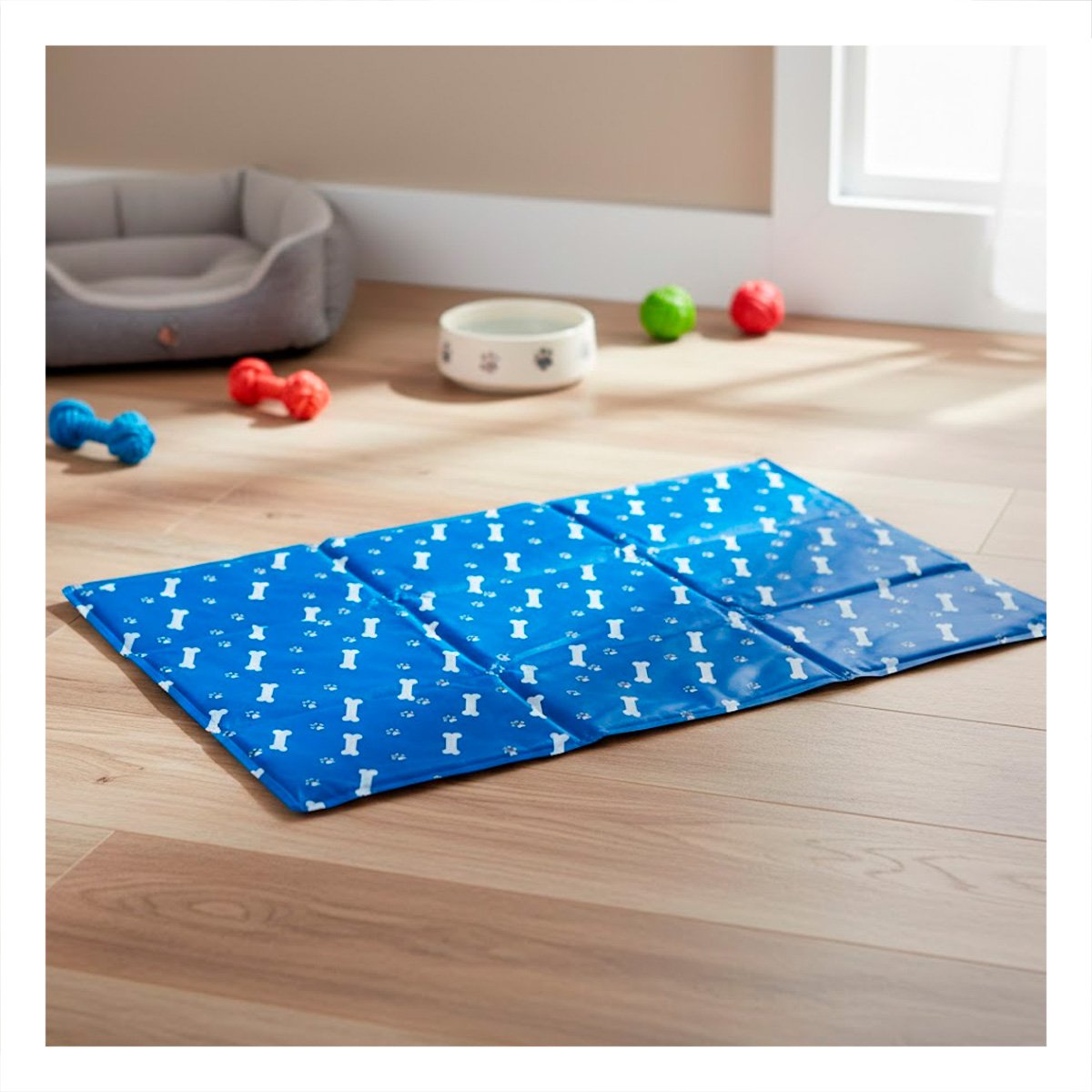PACK4 COLCHONETA FUNCIONAL PARA HOGAR PATRON HUESITOS 50X65CM MD AZUL YPAPEL REGALO - 5