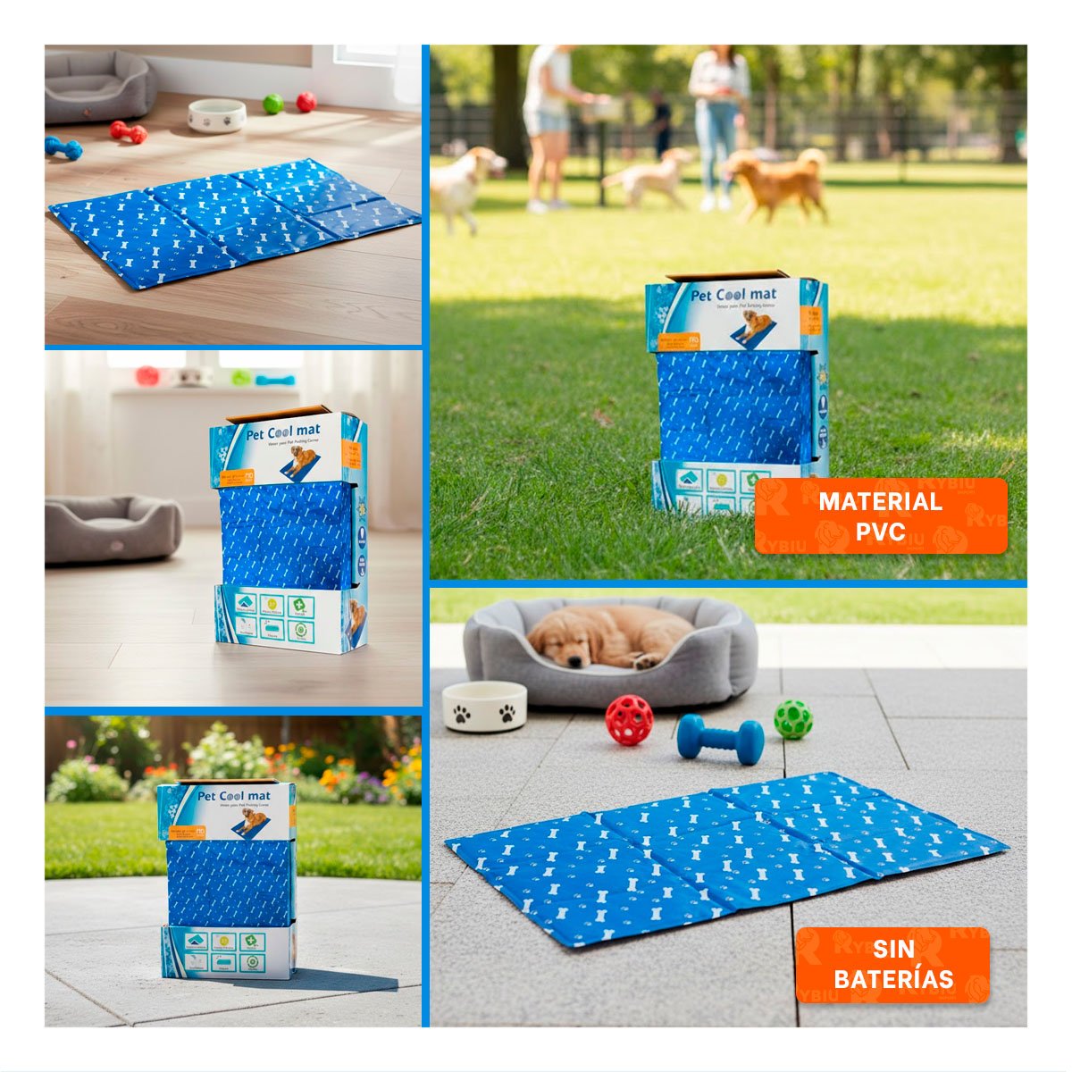 TAPETE TERMICO PARA PERRO Y GATO PATRON HUESITOS 50X65CM MD AZUL YPAPEL REGALO - 3