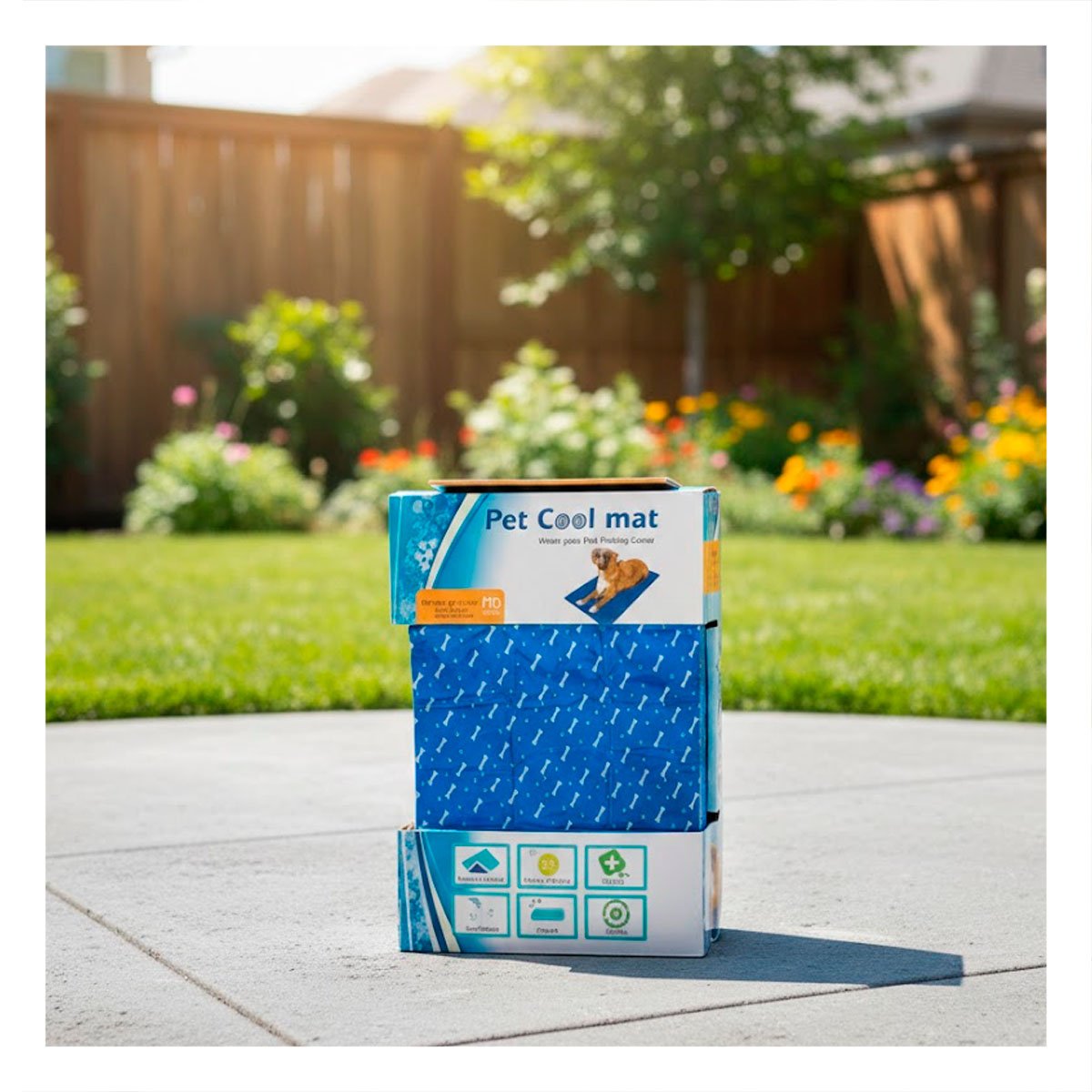 TAPETE GEL FRIO PARA MASCOTA PATRON HUESITOS 50X65CM MD AZUL - 5