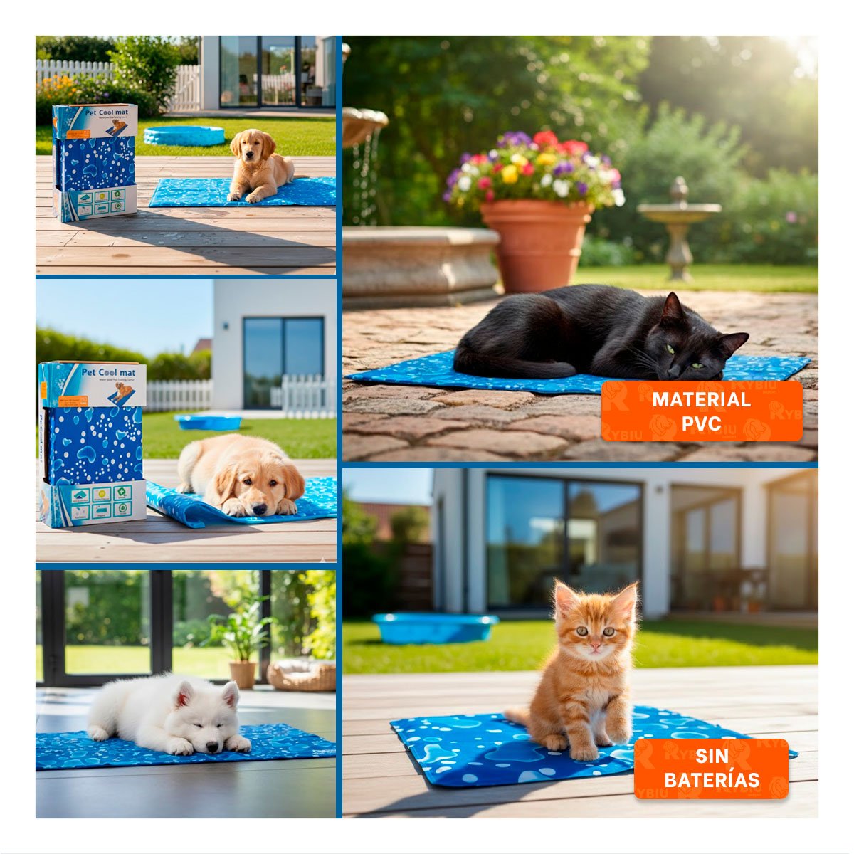 TAPETE CON RELIEVE BURBUJA PARA ZONA DE REPOSO ANIMAL 50X65CM MD CELESTE YLIGAS REGALO - 1