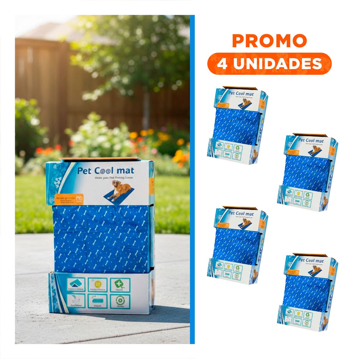 PACK4 COLCHONETA SUAVE PARA AREA DE MASCOTA PATRON HUESITOS 50X65CM MD AZUL - 1