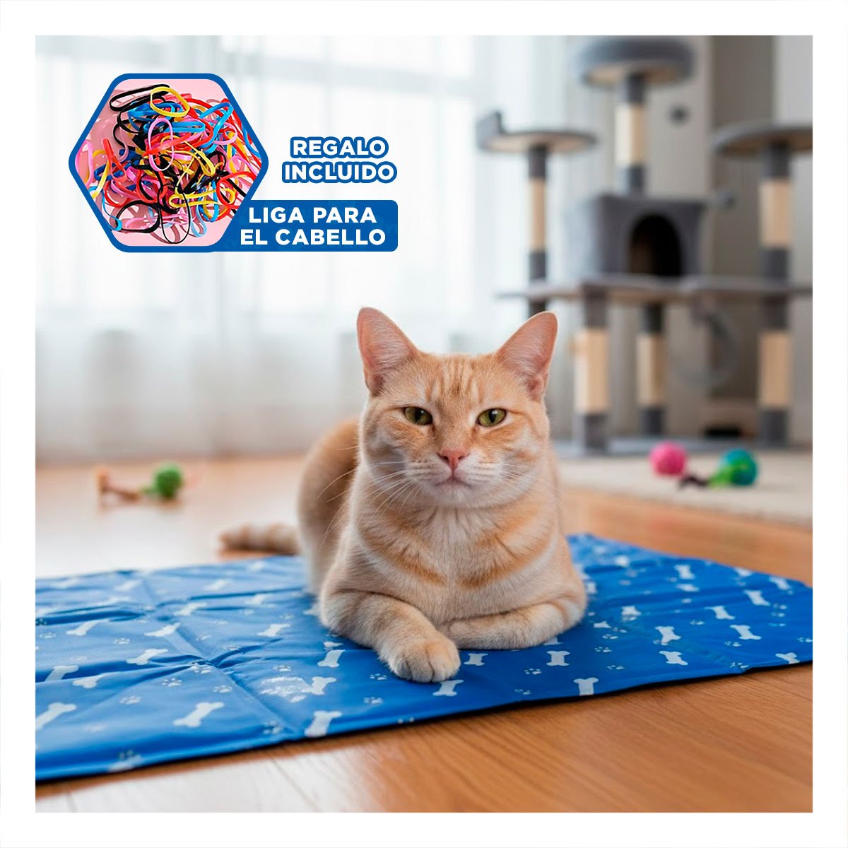 TAPETE ACOLCHADO PARA PISO DE MASCOTA PATRON HUESITOS 50X65CM MD AZUL YLIGAS REGALO - 2