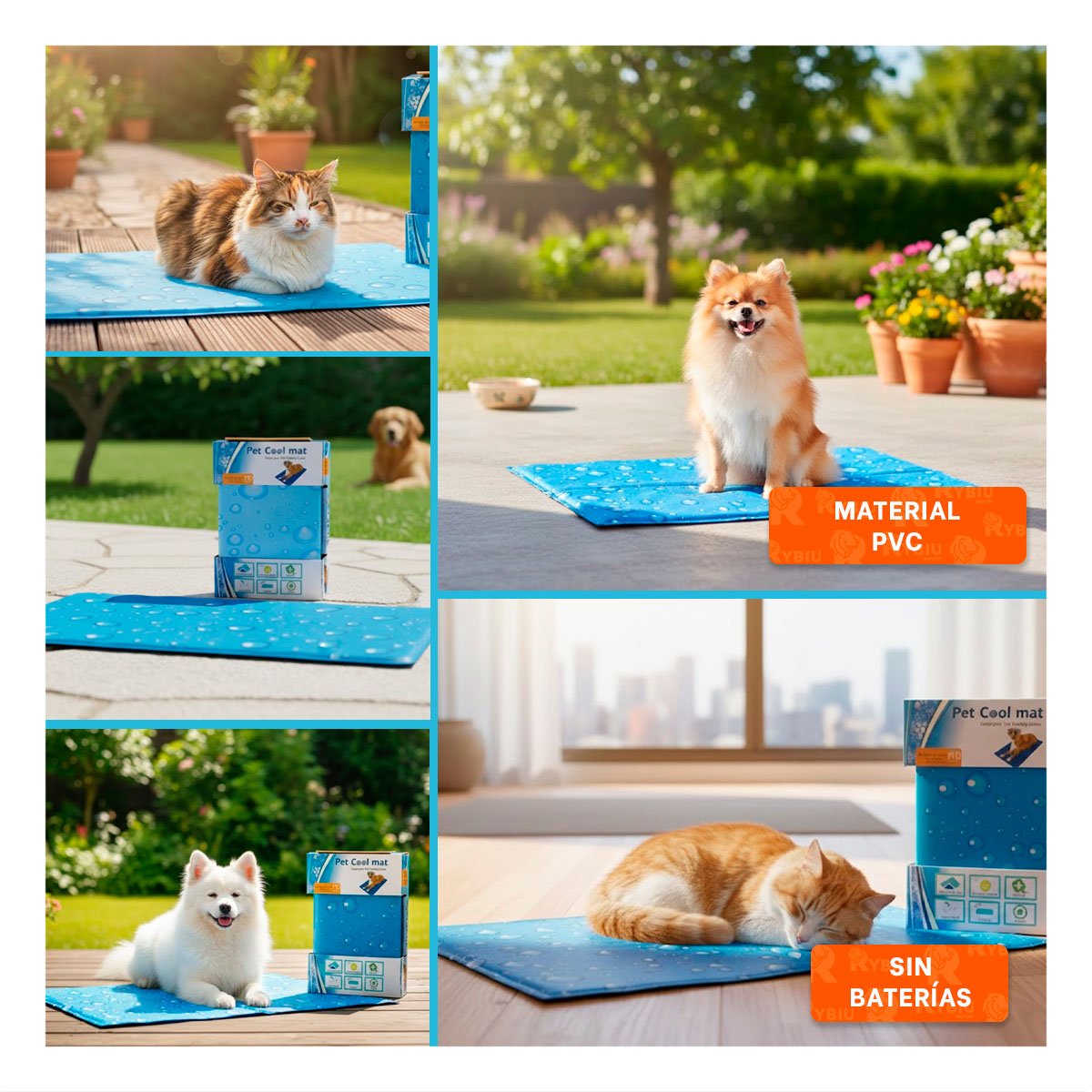 TAPETE TEXTURIZADO PATRON BURBUJA PARA AREA DE MASCOTAS 50X65CM MD CELESTE YPAPEL REGALO - 3