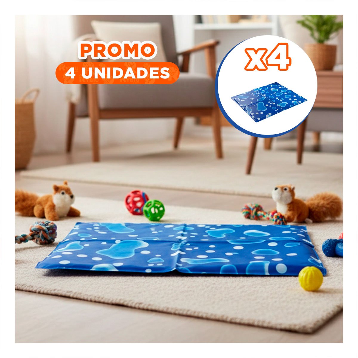 PACK4 COLCHONETA PRACTICA PARA HOGAR MODERNO ESTILO BURBUJAS 40X60CM M AZUL YPAPEL REGALO - 1