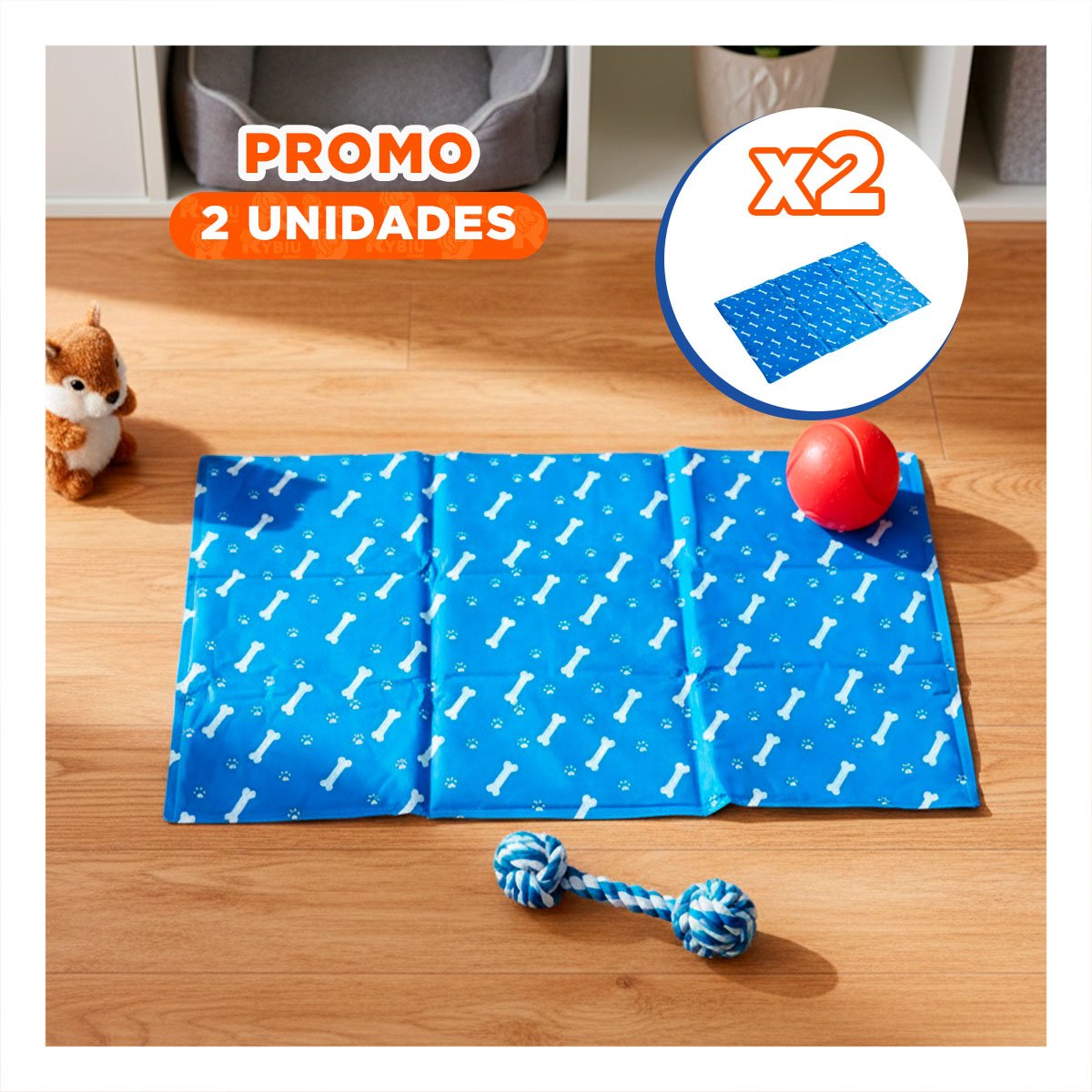 PACK2 DESCANSO CON SISTEMA DE ENFRIAMIENTO HUESITOS 40X60CM M AZUL - 1