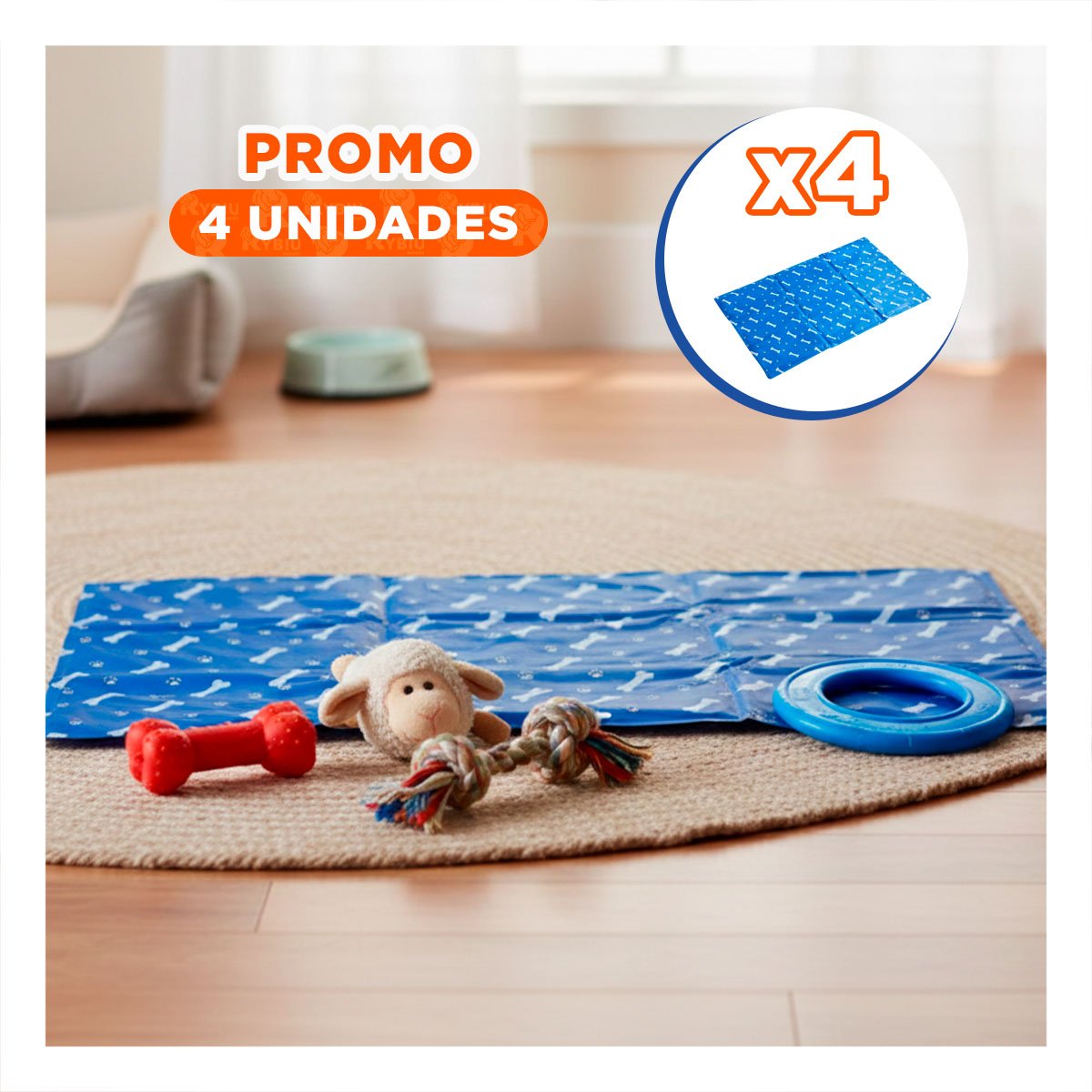 PACK4 DESCANSO PORTATIL PARA ESPACIOS PEQUENOS HUESITOS 40X60CM M AZUL YPAPEL REGALO - 1