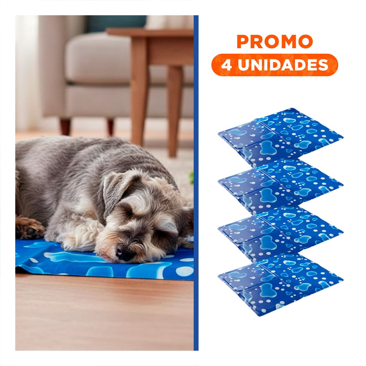 PACK4 COLCHONETA DISIPADORA PARA CLIMA CALIDO ESTILO BURBUJAS 40X60CM M AZUL - 1