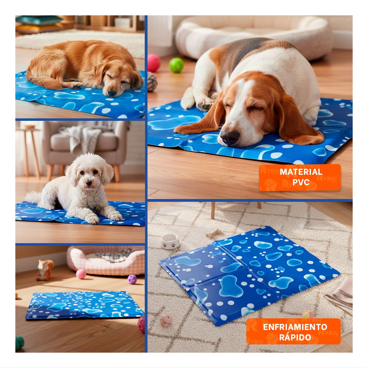 PACK4 DESCANSO ACOLCHADO CON GEL INTEGRADO ESTILO BURBUJAS 40X60CM M AZUL YREGALO STICKER - 2