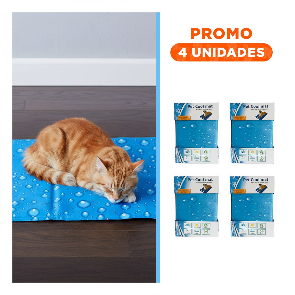 PACK4 BASE DE ENFRIAMIENTO PARA MASCOTA S 30X40CM CELESTE BURBUJAS - 1
