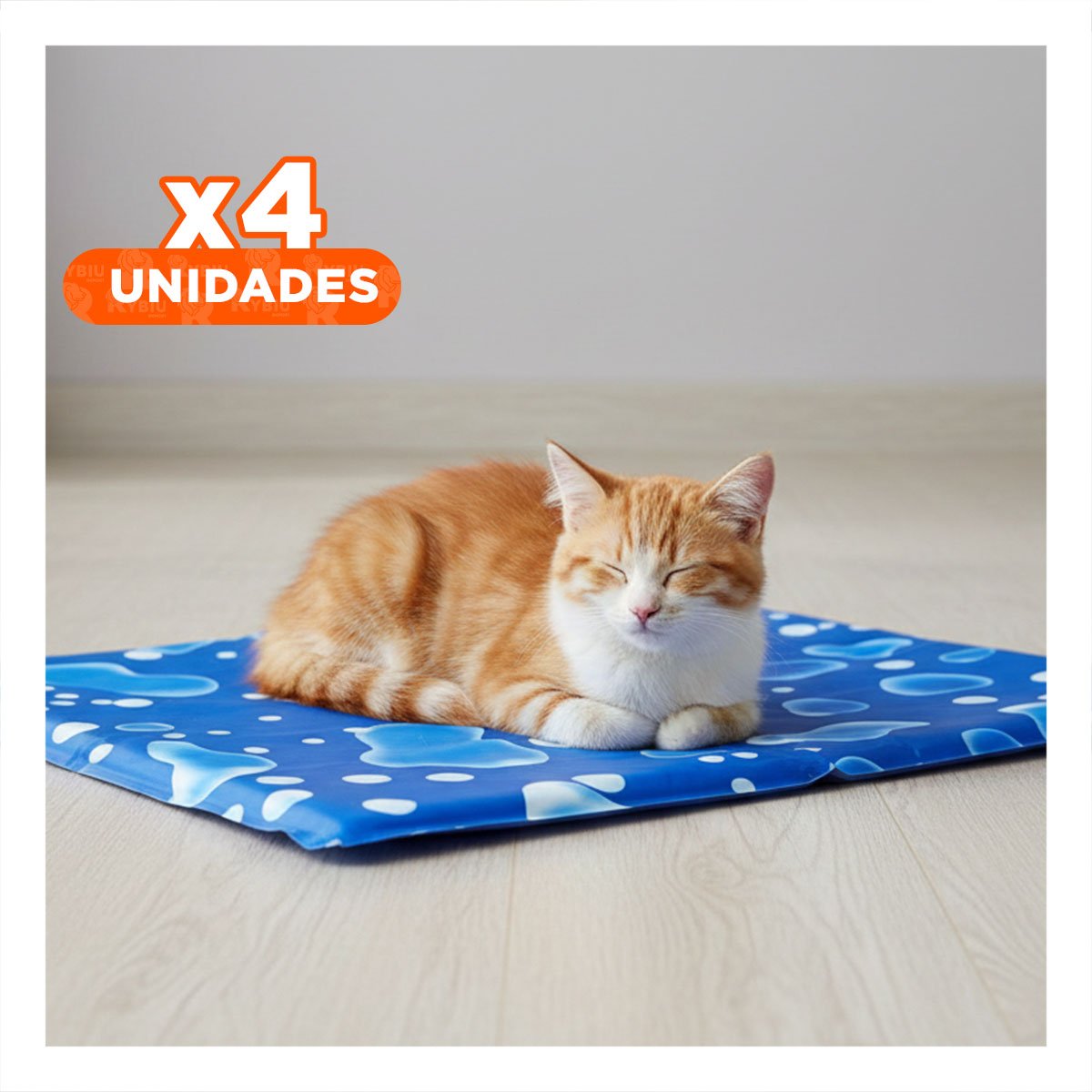 PACK4 CAMA FRIA TIPO TAPETE PARA VERANO 30X40CM S AZUL BURBUJA YREGALO STICKER - 1
