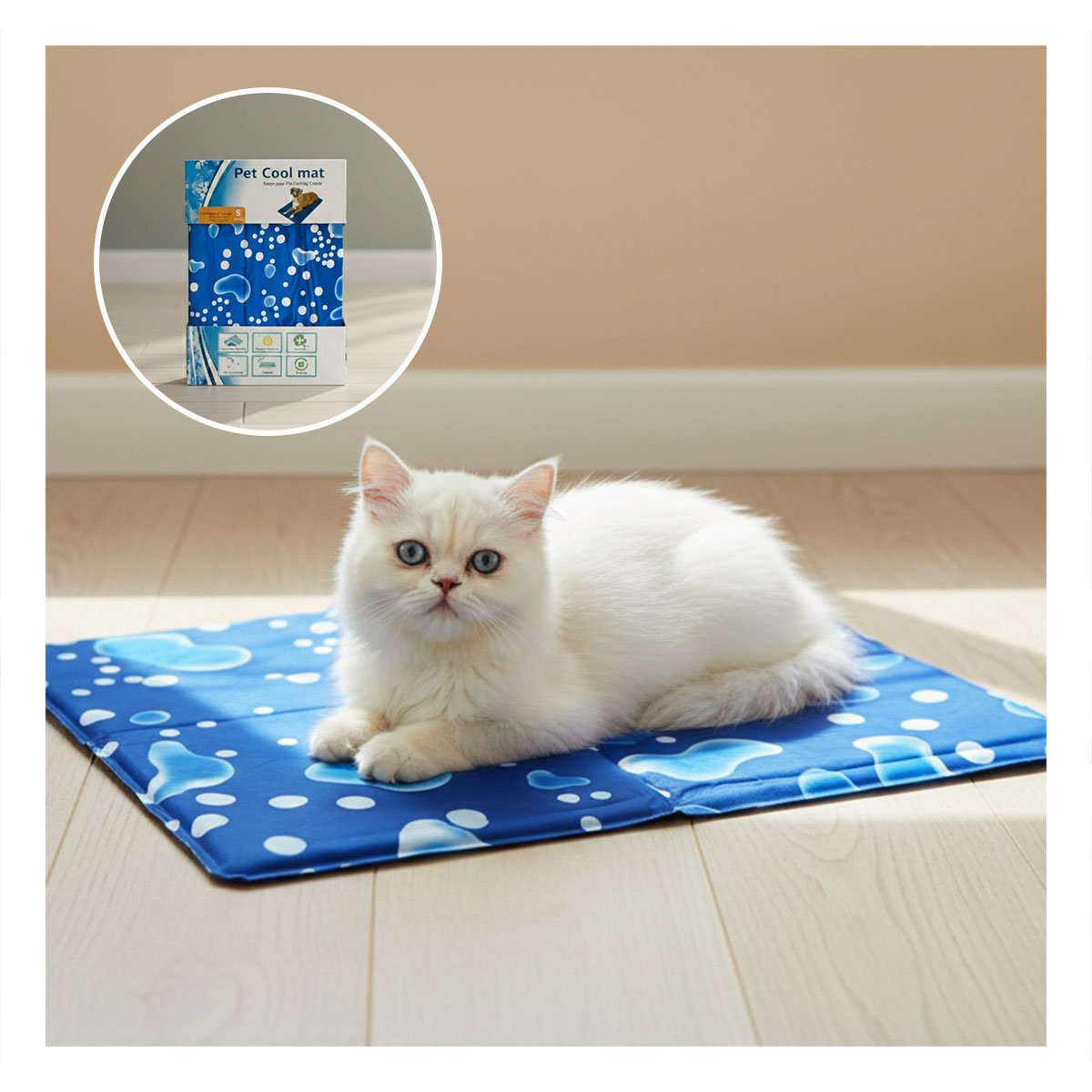 PACK4 CAMA FRIA TIPO TAPETE PARA VERANO 30X40CM S AZUL BURBUJA YREGALO STICKER - 5